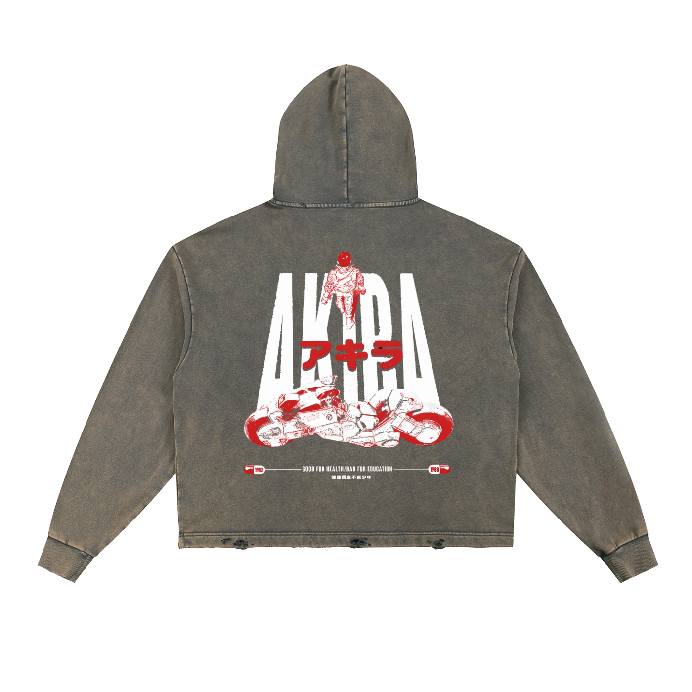 Akira Vintage Washed Frayed-Hem Hoodie