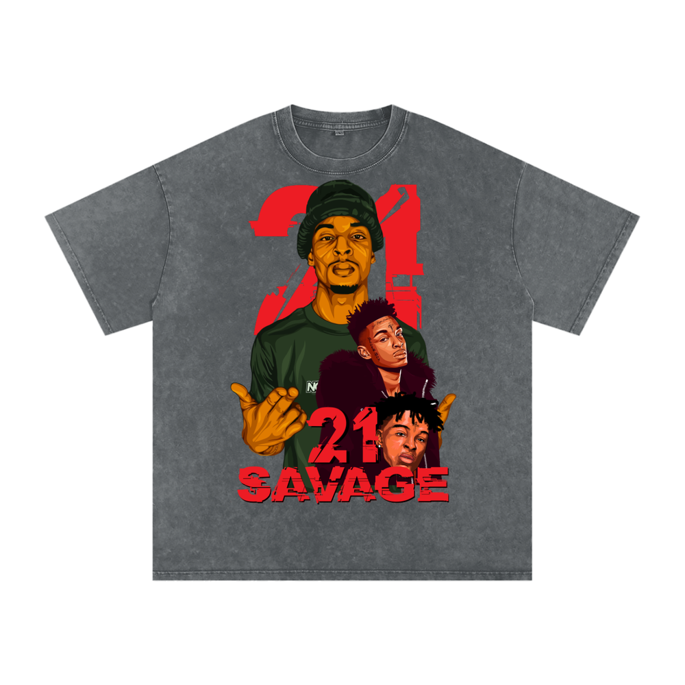21 Savage Acid Wash Oversize T-Shirt