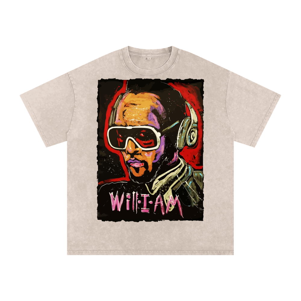 Will -I-am Acid Wash Oversize T-Shirt