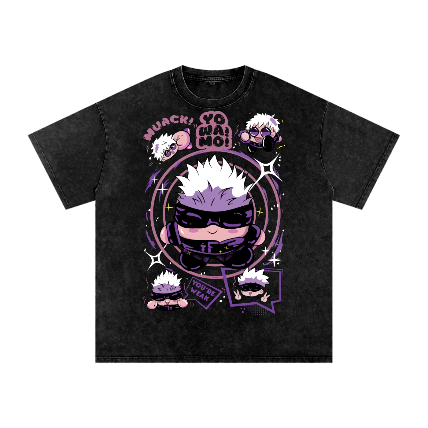 Kirby x Gojo Jujitsu Kaisen Acid Wash Oversize T-Shirt