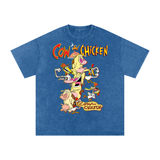 Cow and Chicken Acid Wash Oversize T-Shirt
