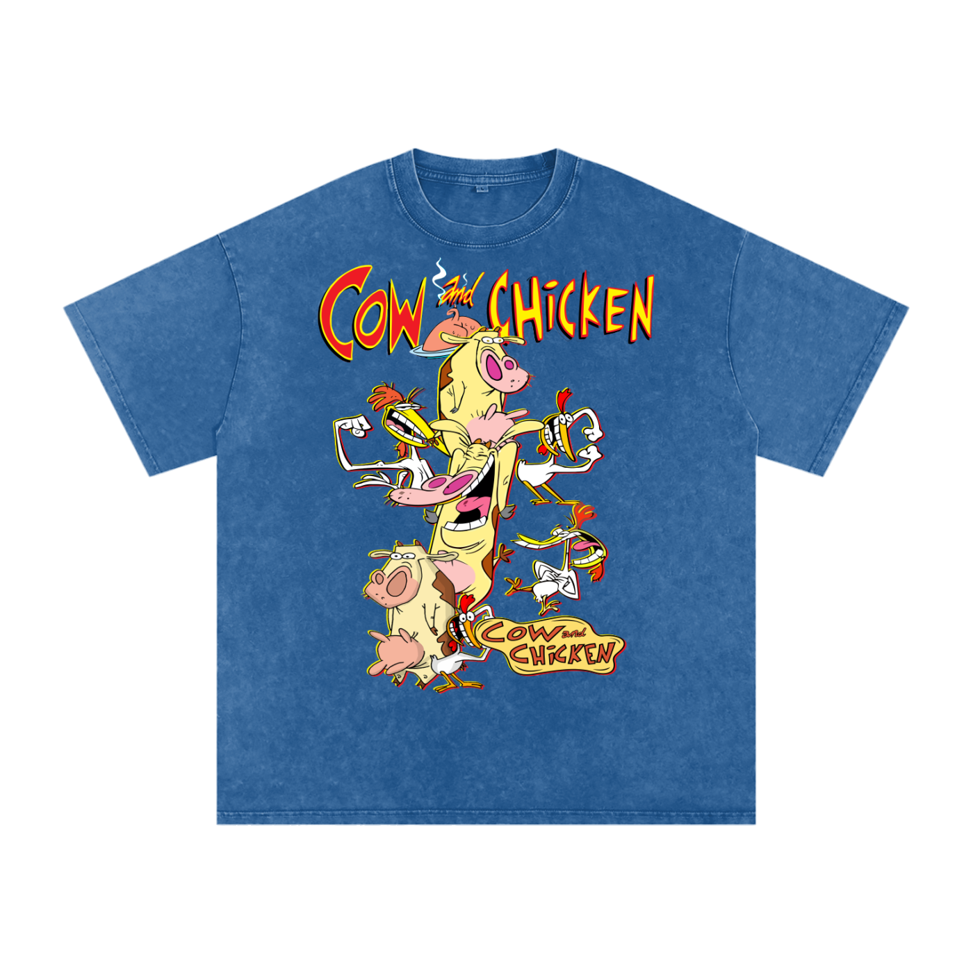 Cow and Chicken Acid Wash Oversize T-Shirt