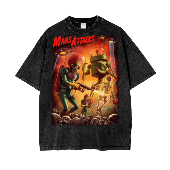 Mars Attack Acid Wash Oversize T-Shirt - 