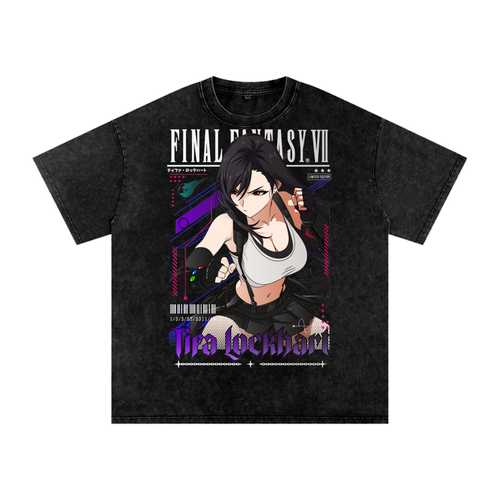 Tifa Final Fantasy Acid Wash Oversize T-Shirt