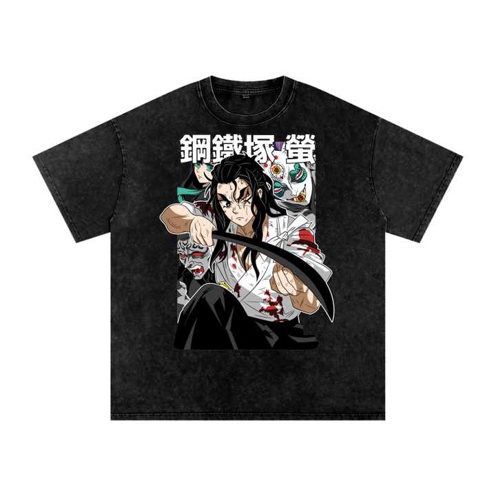 Haganezuka Demon Slayer Acid Wash Oversize T-Shirt