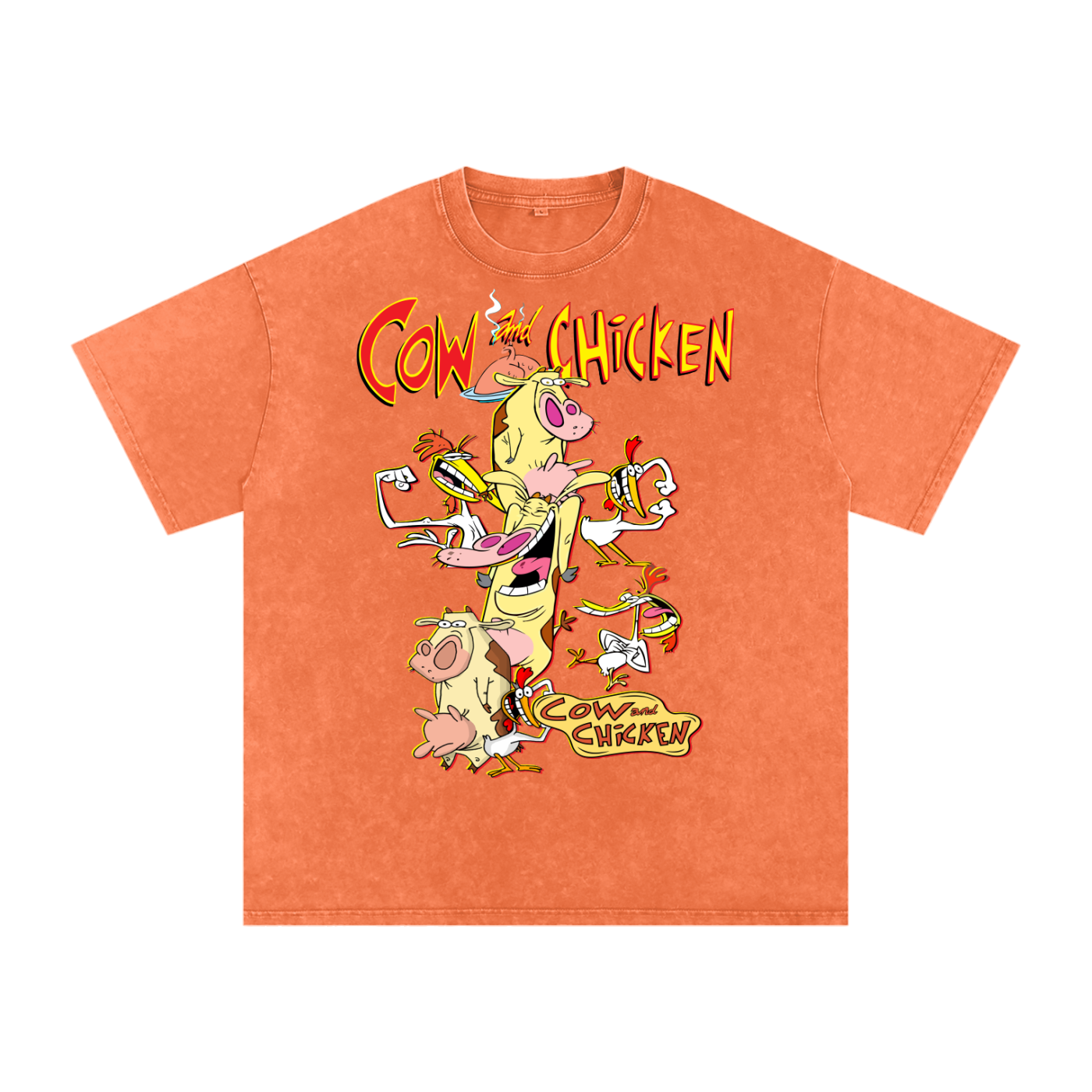 Cow and Chicken Acid Wash Oversize T-Shirt
