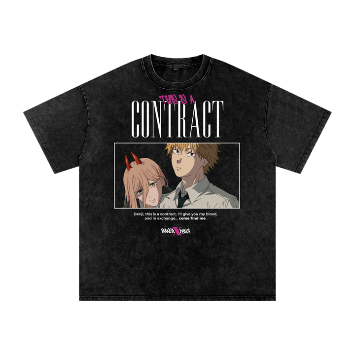 Denji x Power Chainsaw Man Acid Wash Oversize T-Shirt