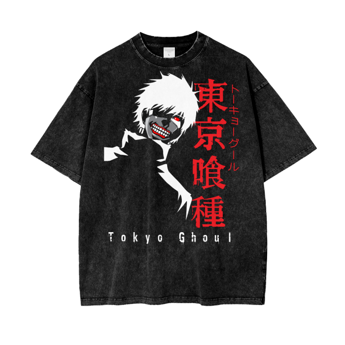 Ken Kaneki Tokyo Ghoul Acid Wash Oversize T-Shirt - 