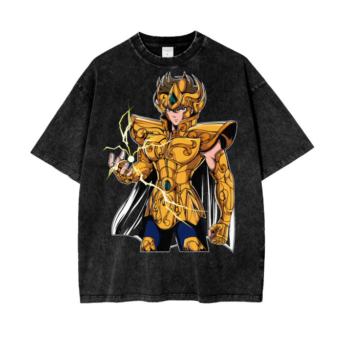 Aioria Saint Seiya Acid Wash Oversize T-Shirt