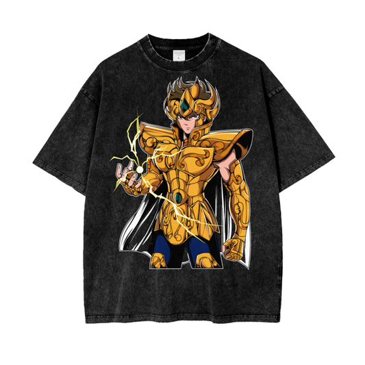 Aioria Saint Seiya Acid Wash Oversize T-Shirt