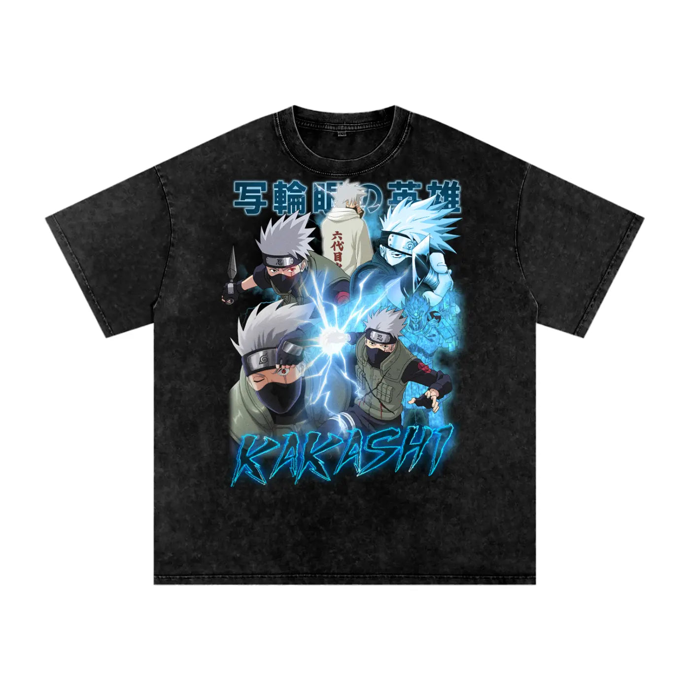 kakashi Naruto Acid Wash Oversize T-Shirt ODMPOD